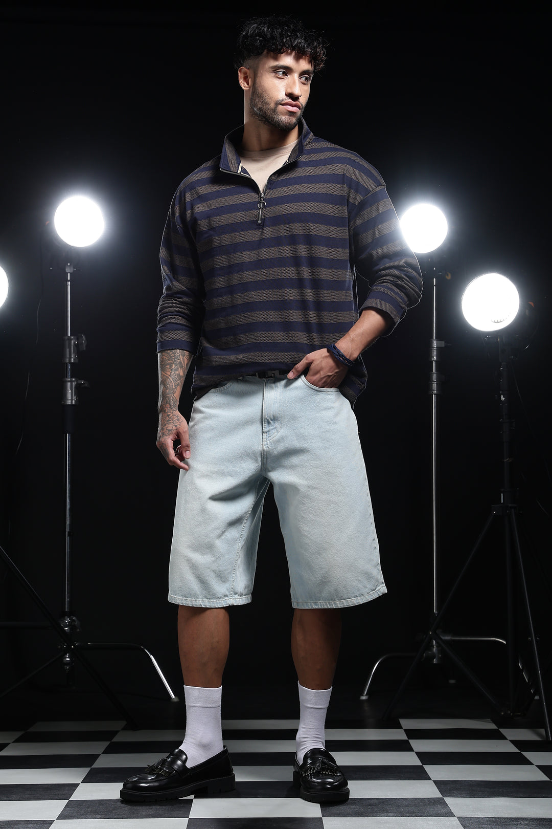 Navy Jaquard Sweatshirt