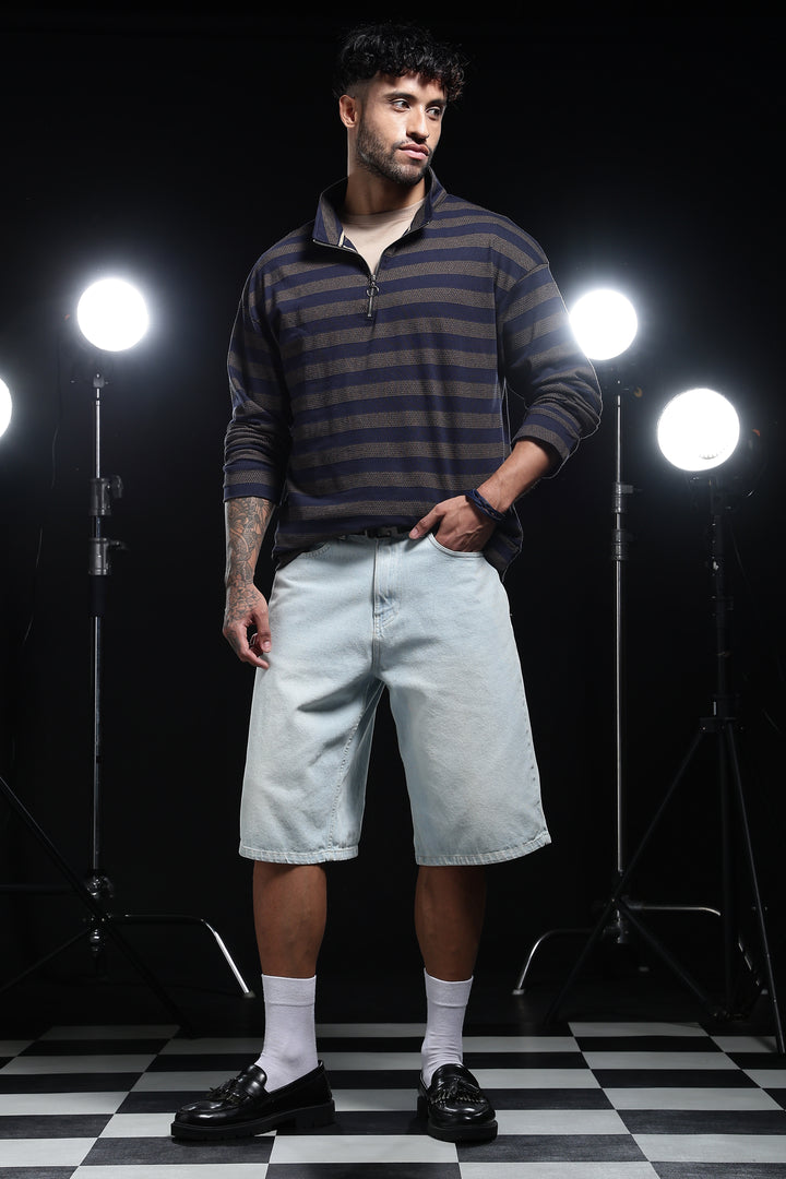 Navy Jaquard Sweatshirt