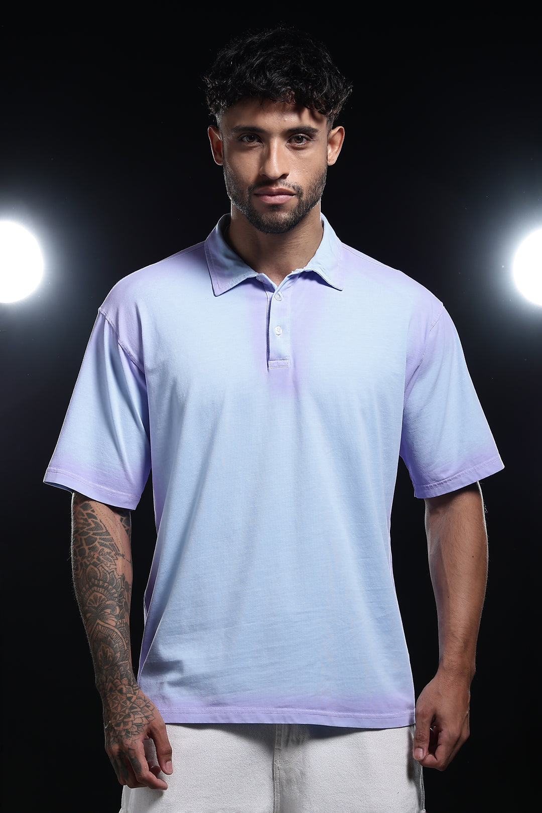 Spray Paint : Light blue oversized Polo Shirt