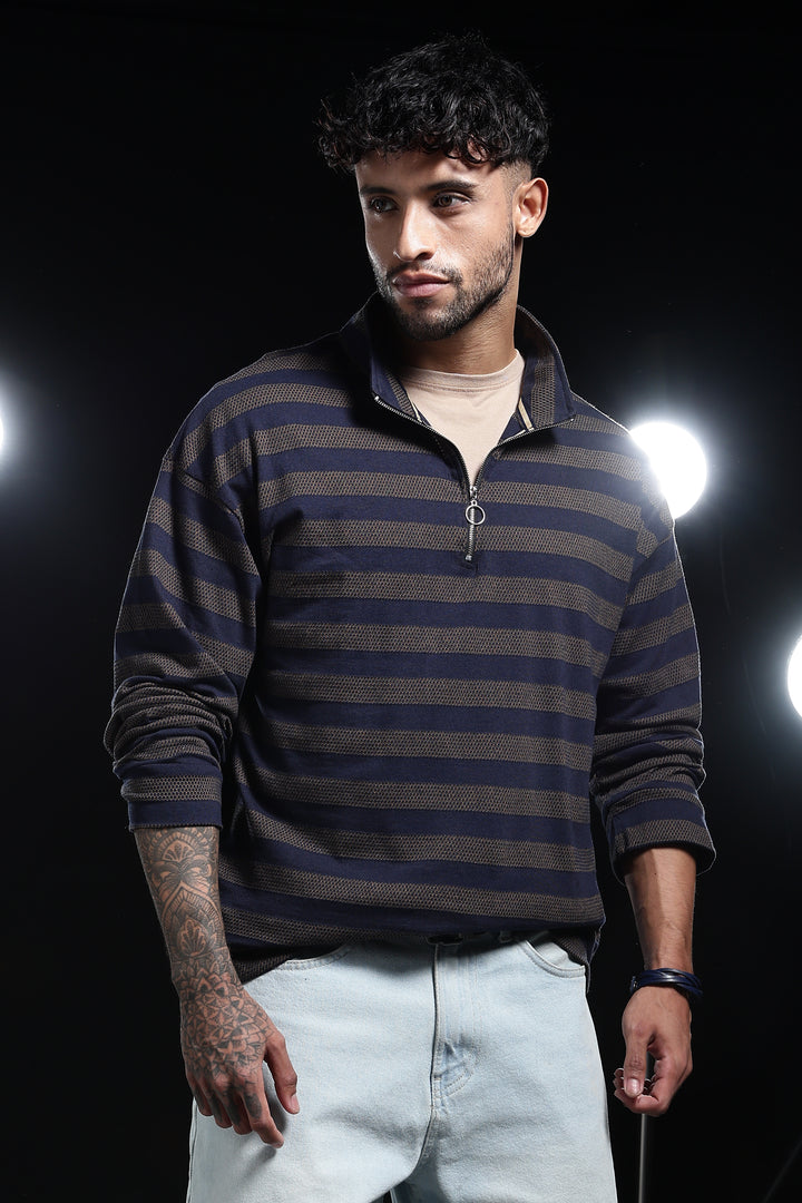 Navy Jaquard Sweatshirt