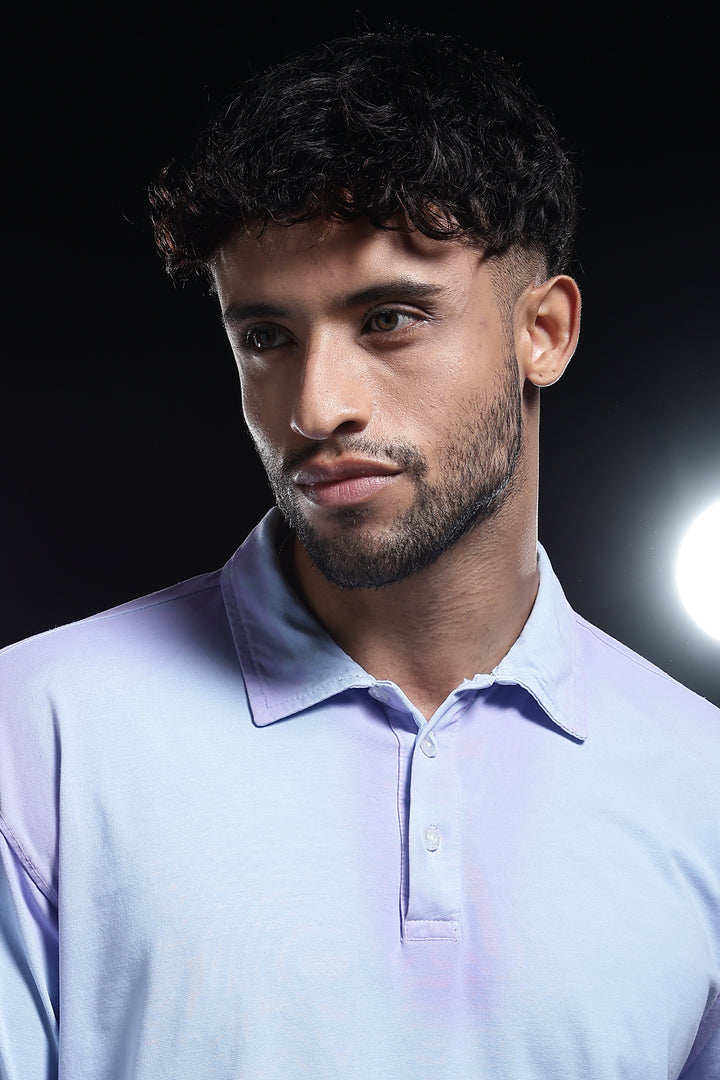 Spray Paint : Light blue oversized Polo Shirt