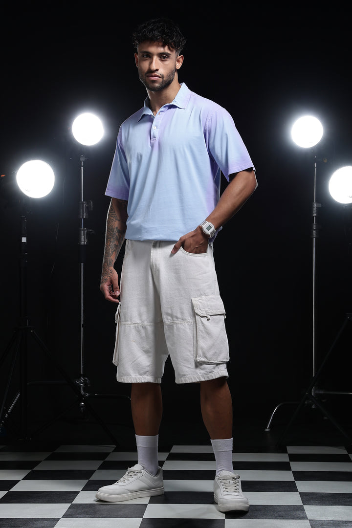 Spray Paint : Light blue oversized Polo Shirt