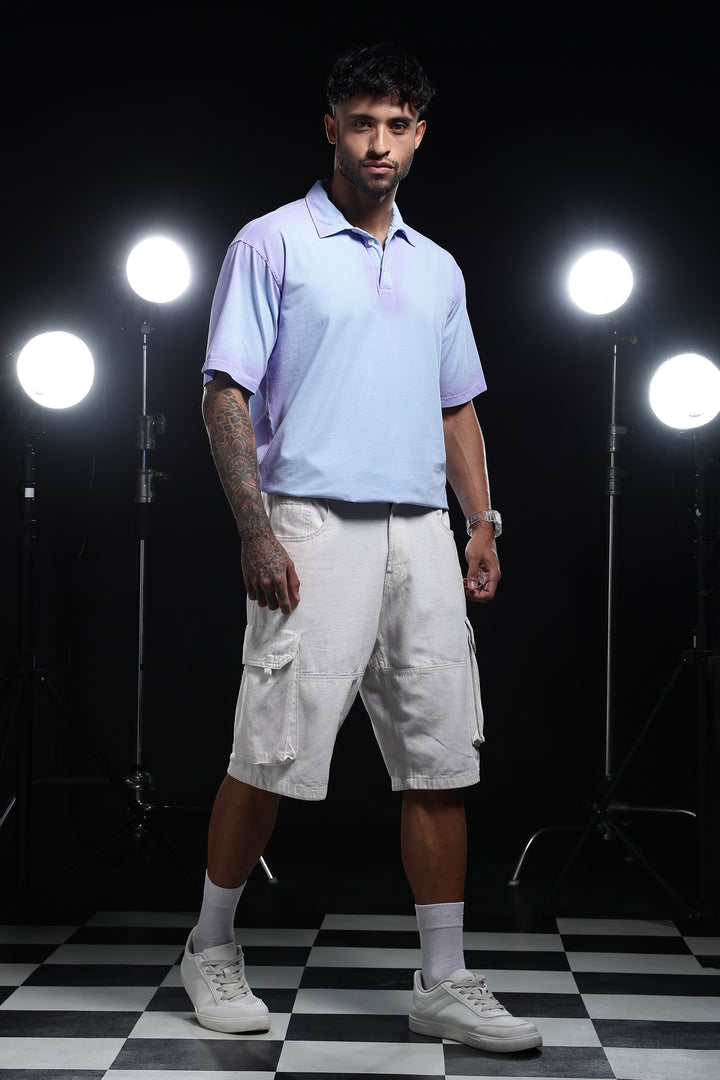 Spray Paint : Light blue oversized Polo Shirt