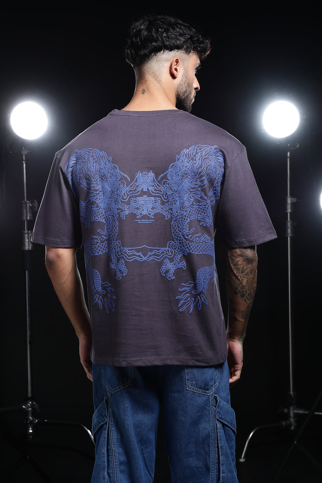 Japanese Dragon: Grey Oversized T-shirt