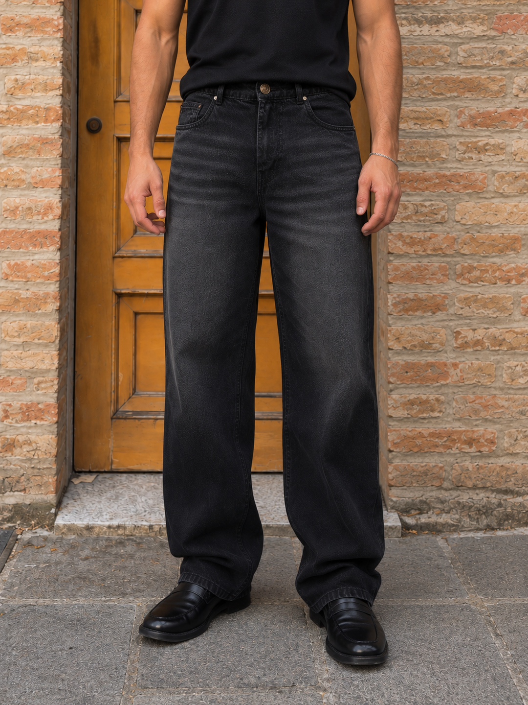 Jade Black Baggy Denim Jeans