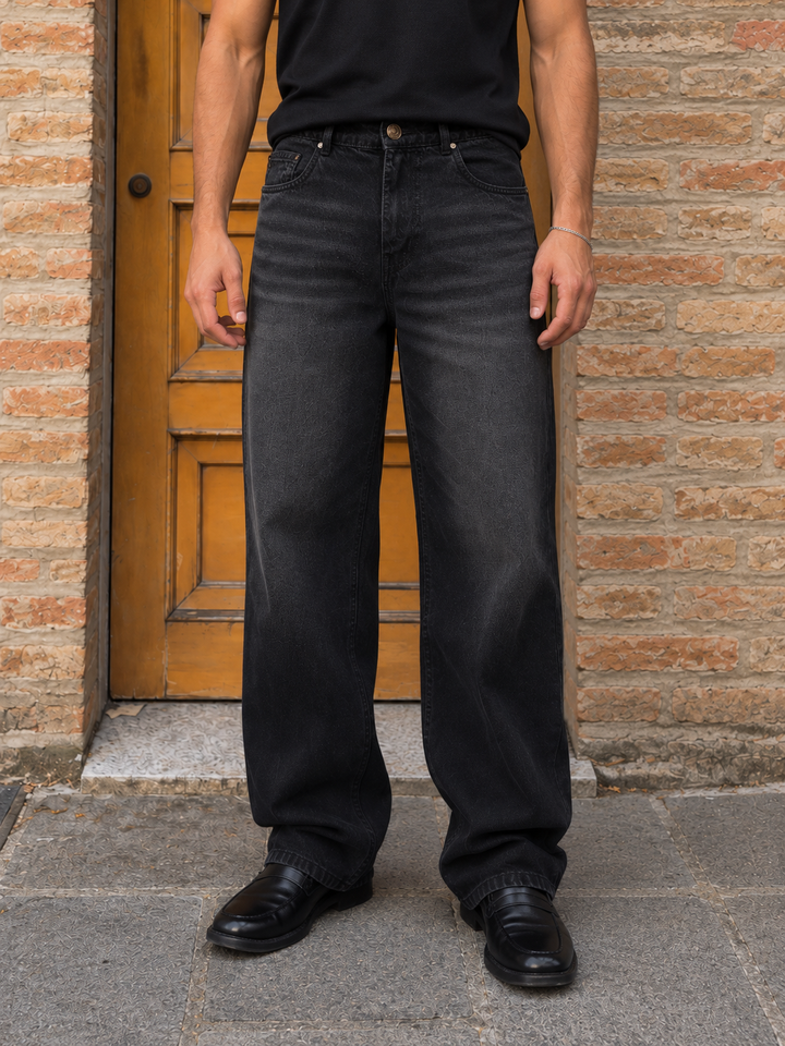 Jade Black Baggy Denim Jeans