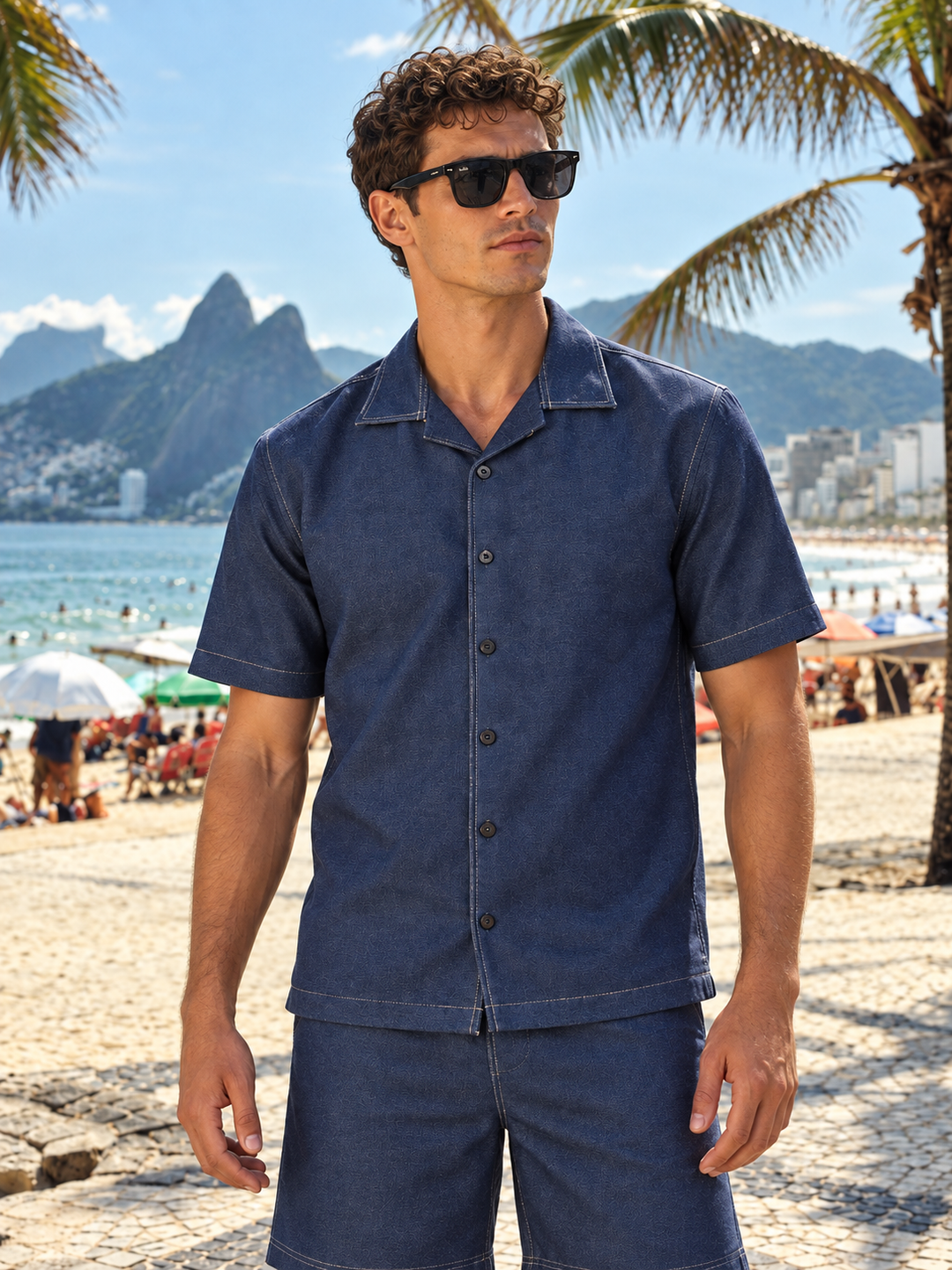 Contrast Stitch Blue Co-ords