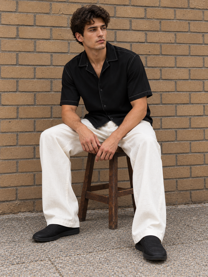 Contrast Stitch Cuban Shirt