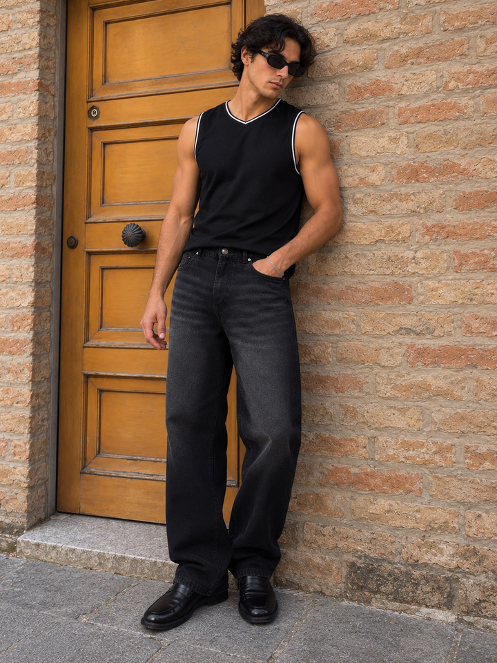 Jade Black Baggy Denim Jeans