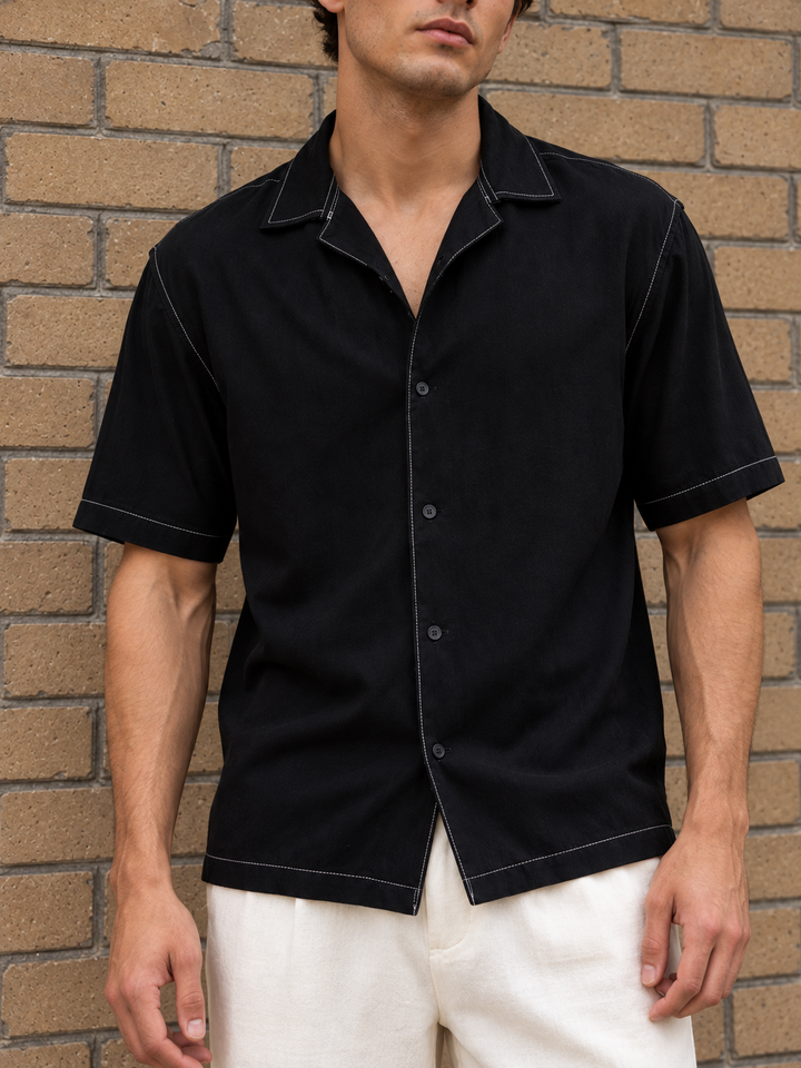 Contrast Stitch Cuban Shirt