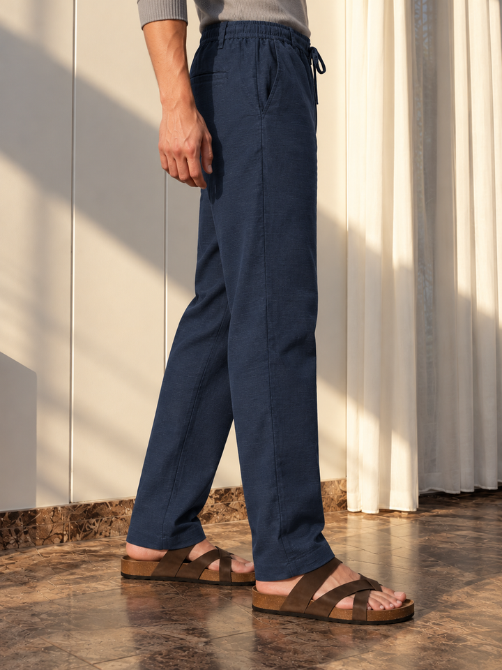 Linen : Navy Baggy Trousers