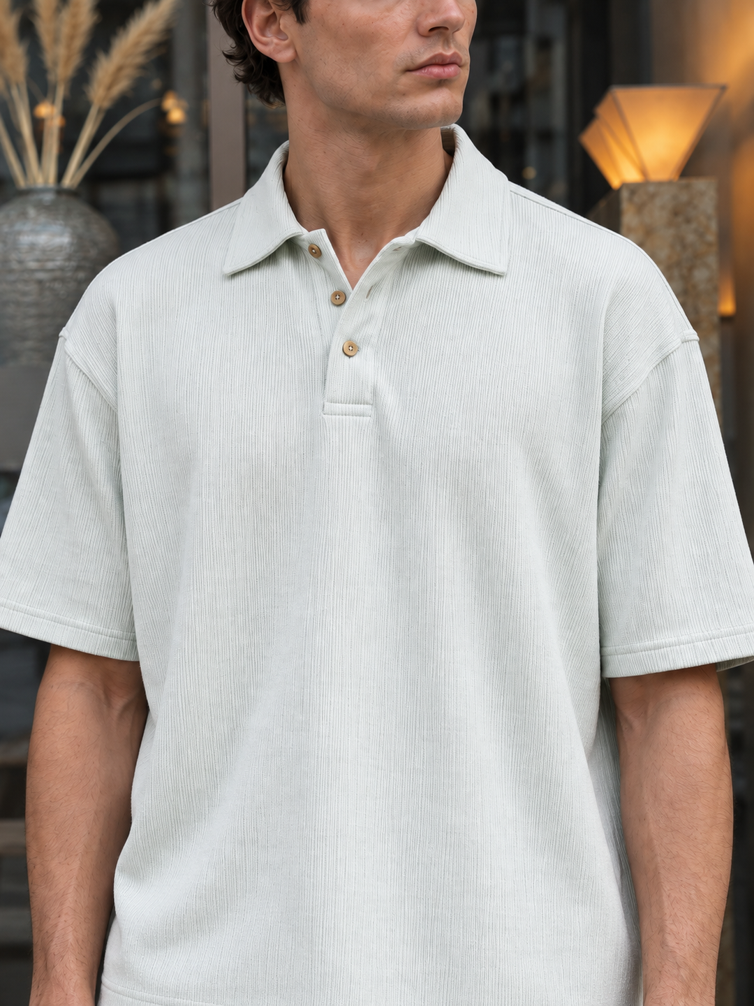 Classic Mint Green Oversized Textured Polo