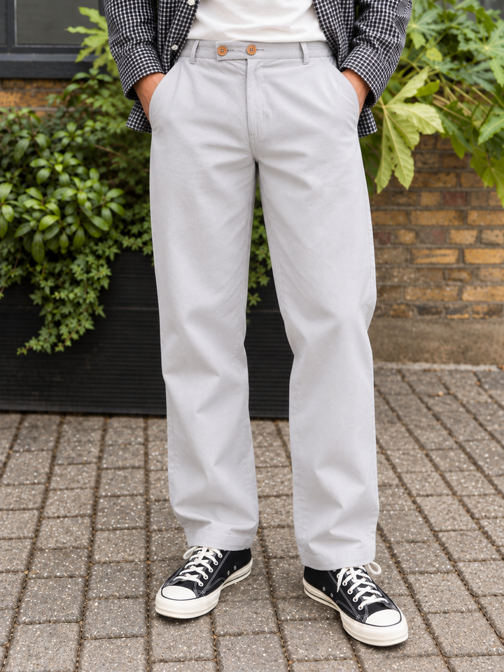 Casual Fit: Light Grey Linen Pants