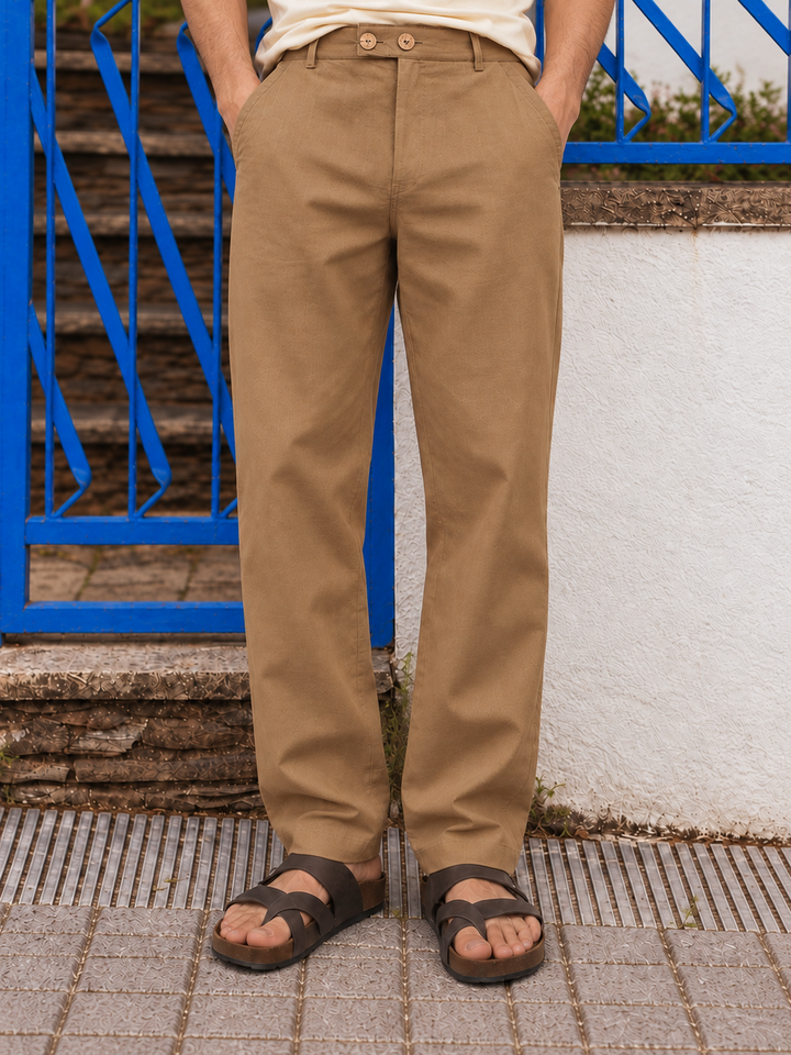 Casual Fit: Dark Ochre Linen Pants