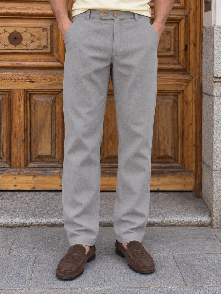 Casual Fit: Light Grey Linen Pants