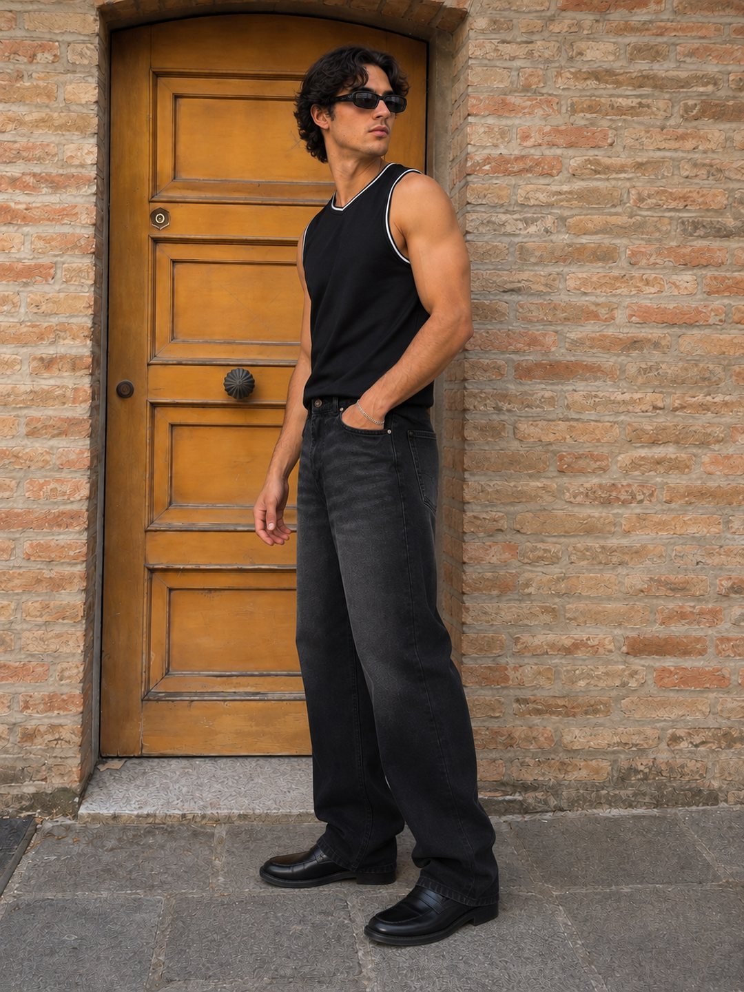 Jade Black Baggy Denim Jeans