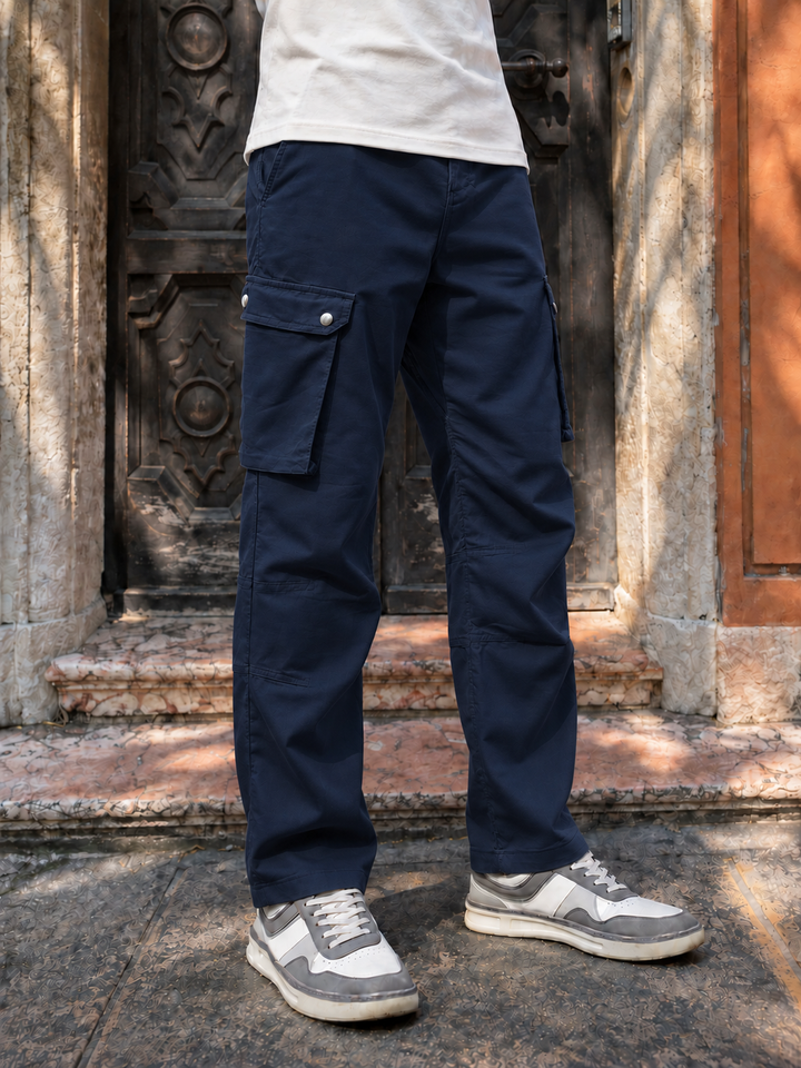 Combat : Navy Regular Fiit Cargo Pants