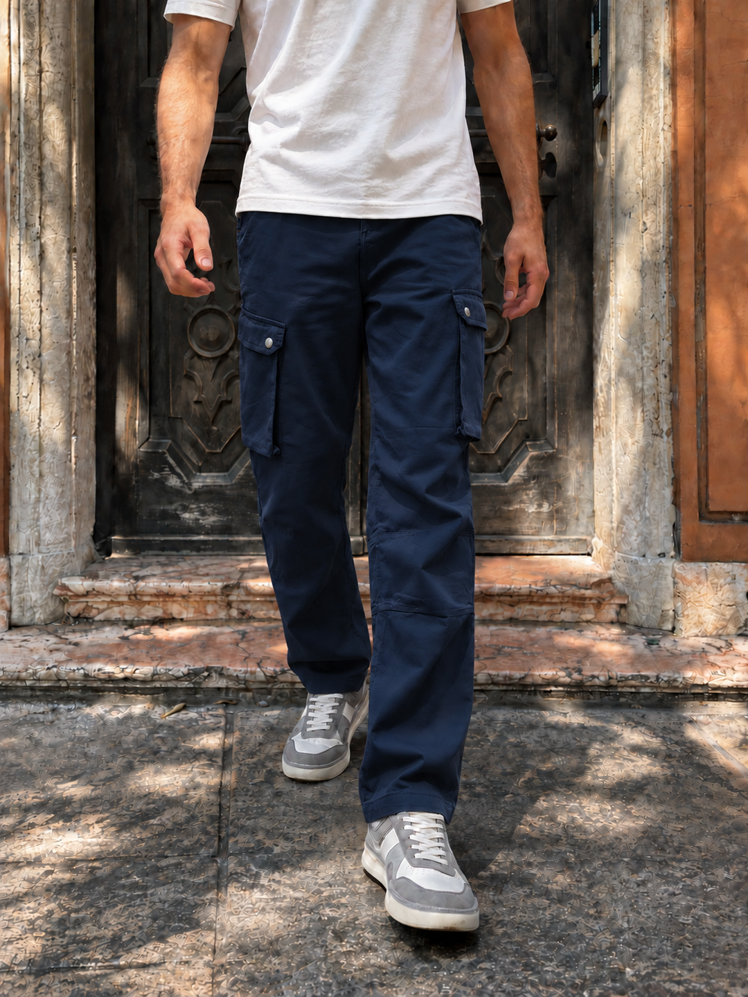 Combat : Navy Regular Fiit Cargo Pants