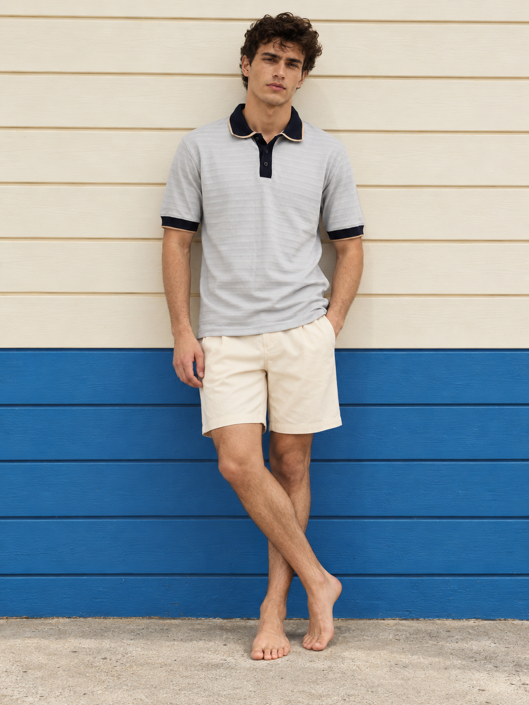 Classic: Grey Textured Polo Shirt