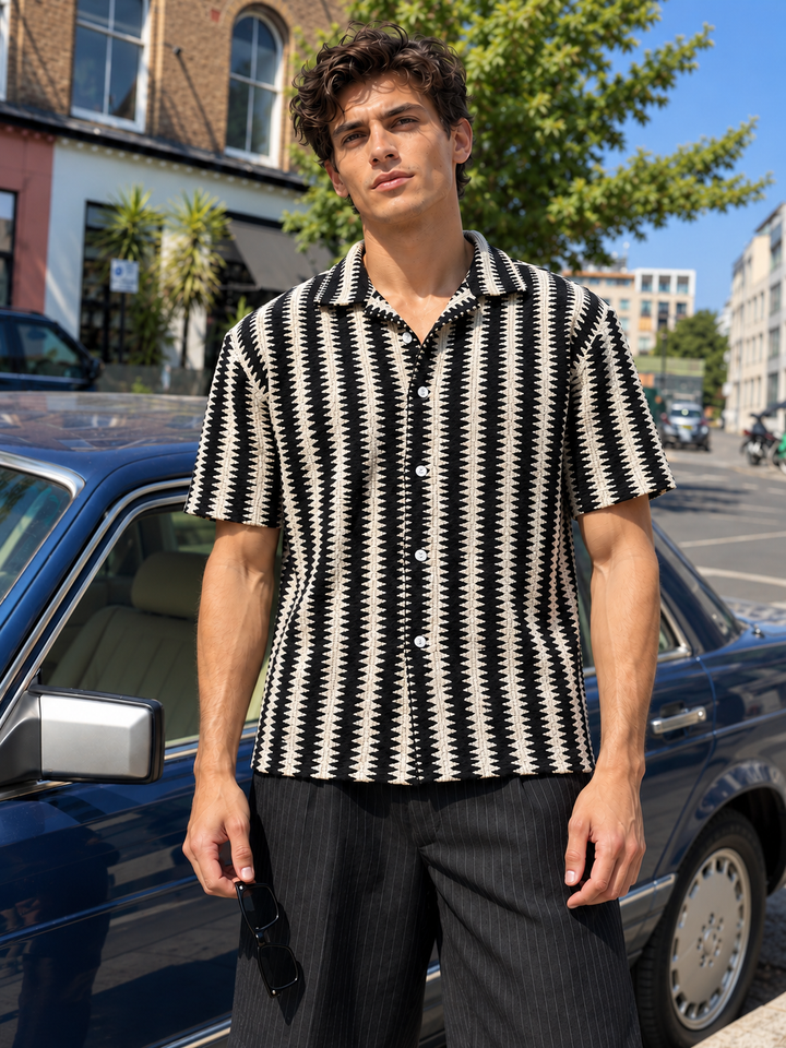 Black Wave Crochet shirt