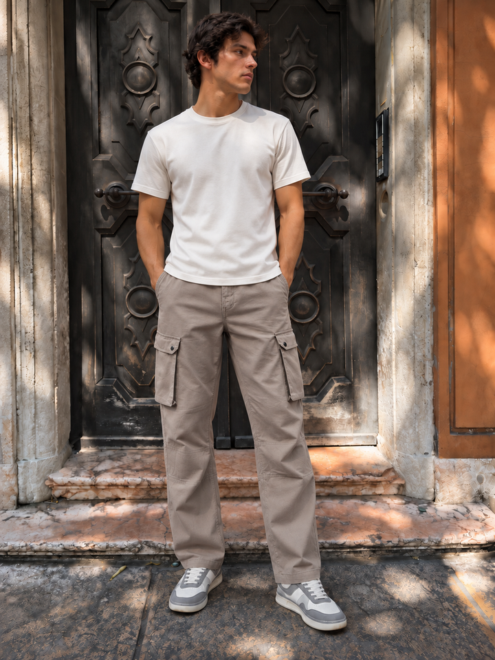 Combat : Dark Khaki Regular Fit Cargo Pants