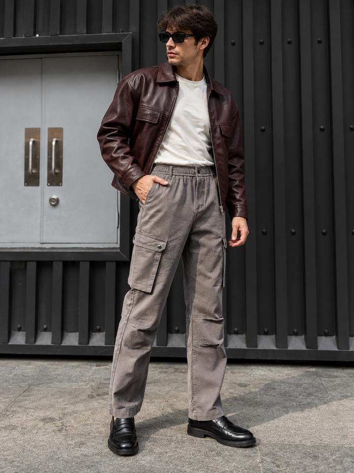Combat : Dark Grey Regular Fit Cargo Pants