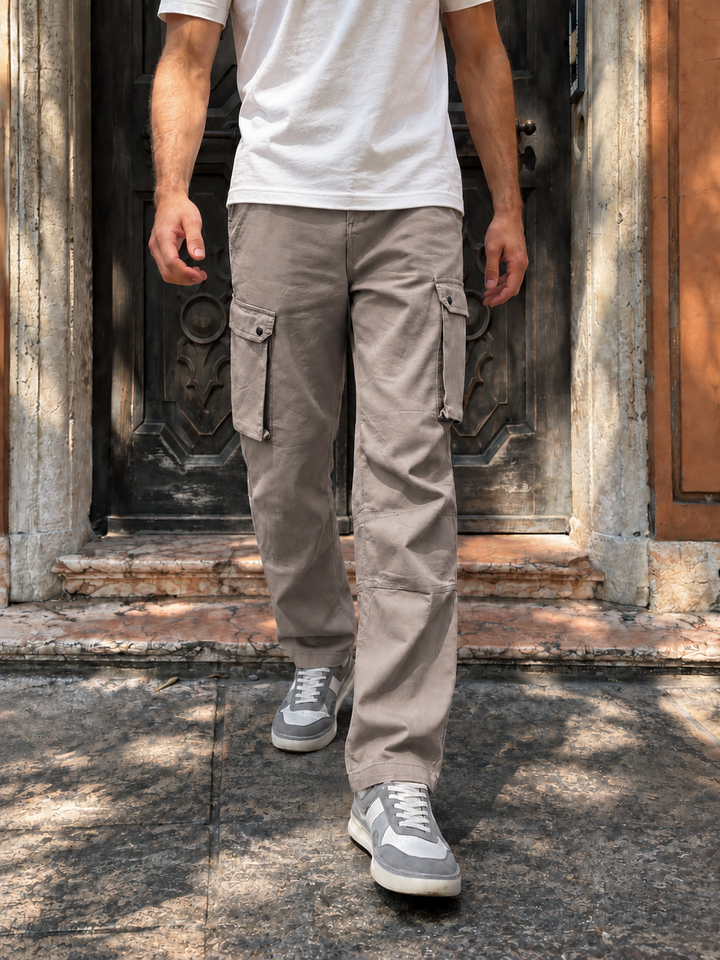 Combat : Dark Khaki Regular Fit Cargo Pants