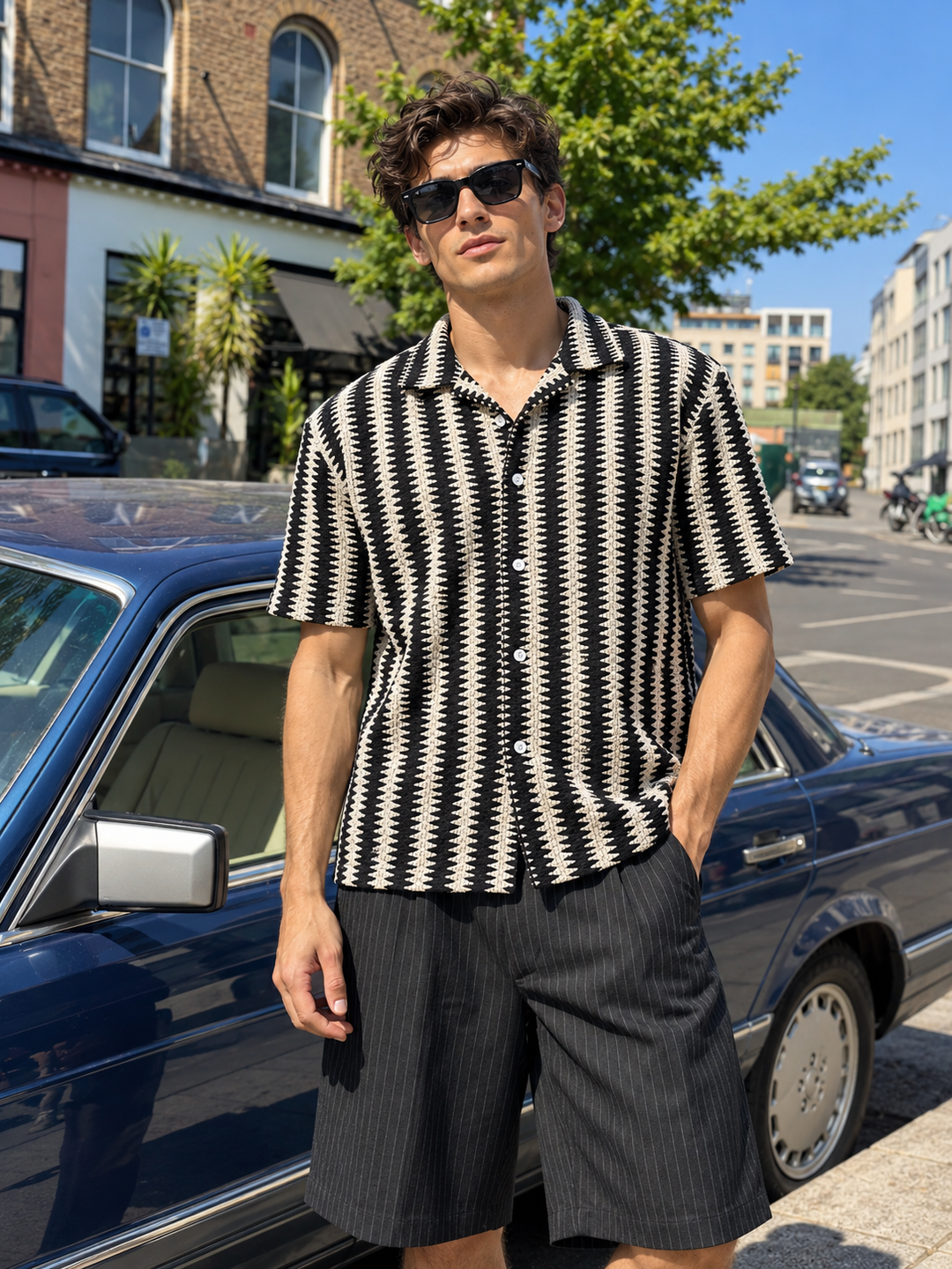 Black Wave Crochet shirt