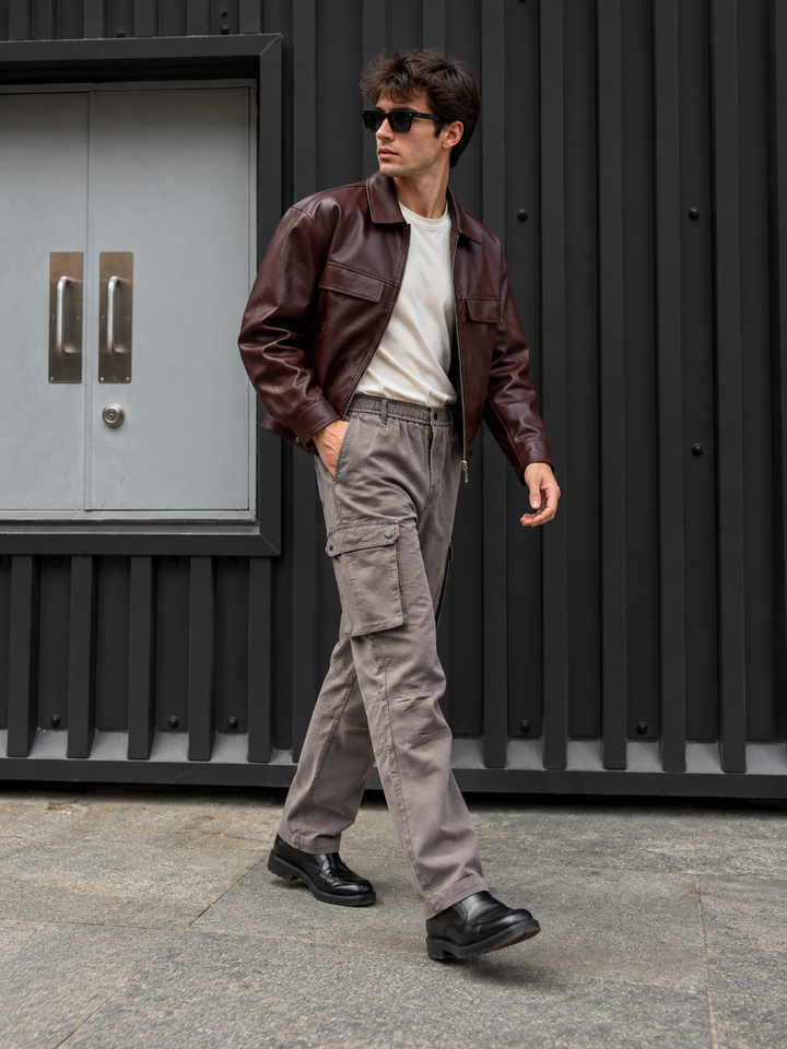 Combat : Dark Grey Regular Fit Cargo Pants