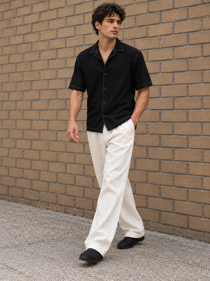 Contrast Stitch Cuban Shirt