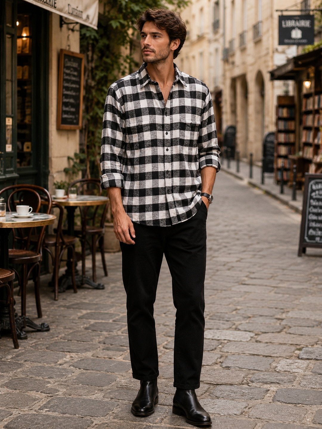 Flannel: Black & White Shirt