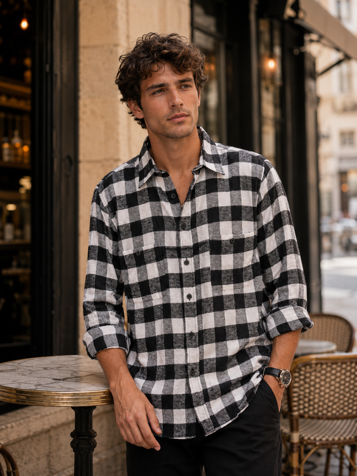 Flannel: Black & White Shirt