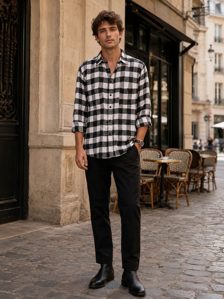 Flannel: Black & White Shirt