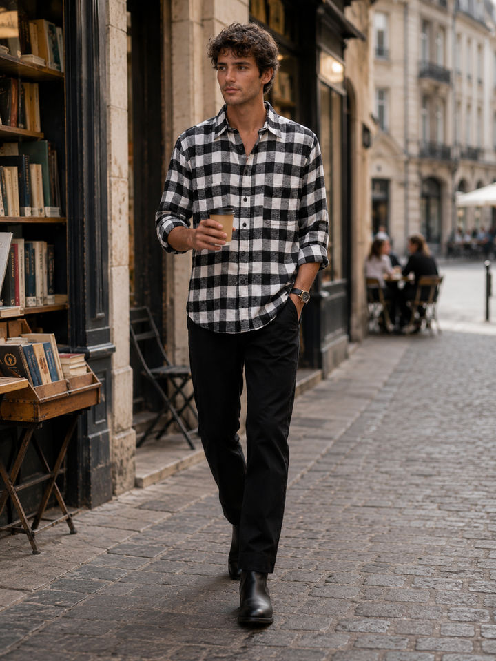 Flannel: Black & White Shirt