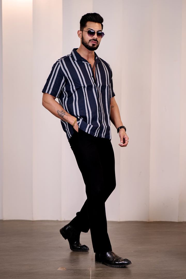 Jute: Navy Cuban Shirt