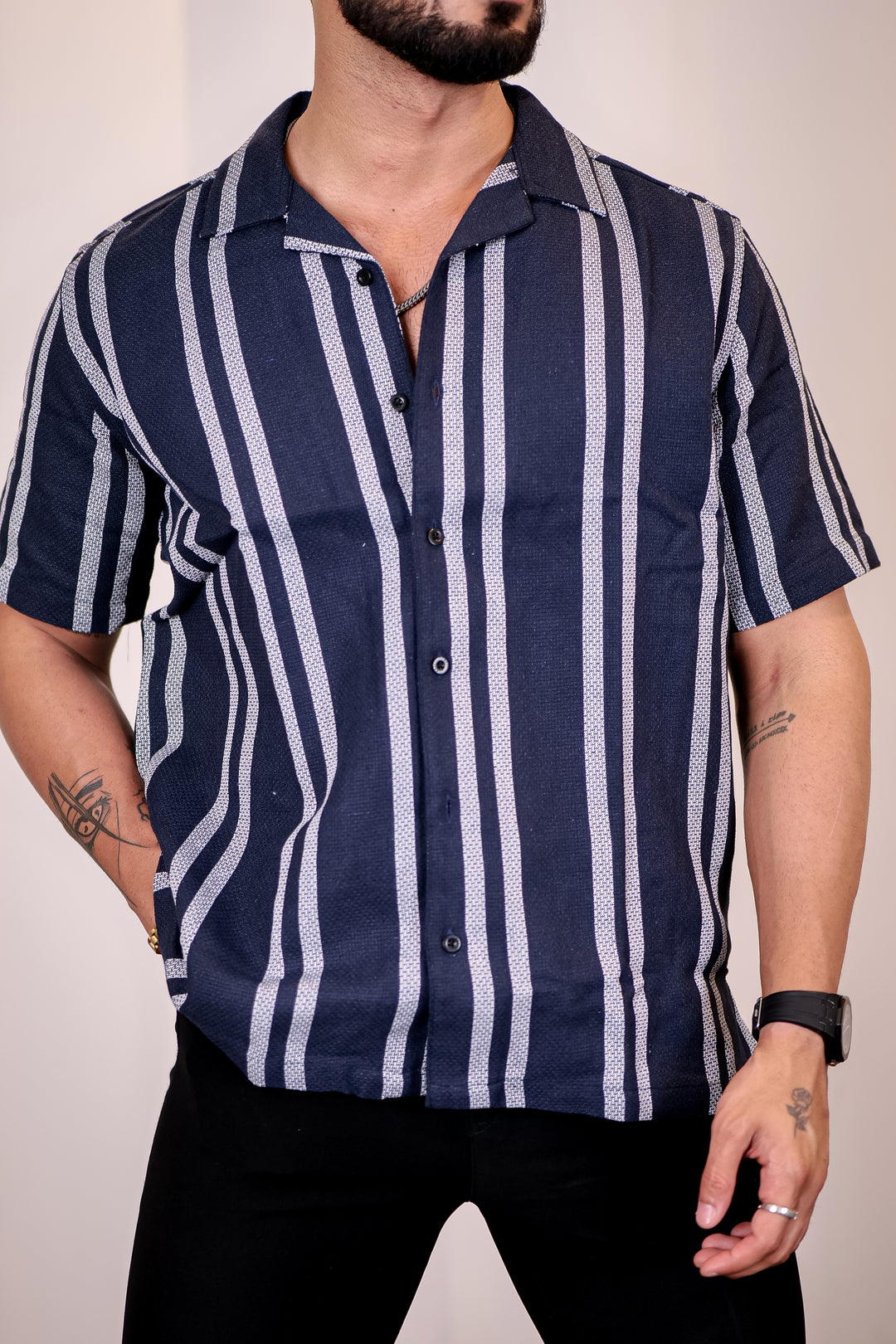 Jute: Navy Cuban Shirt