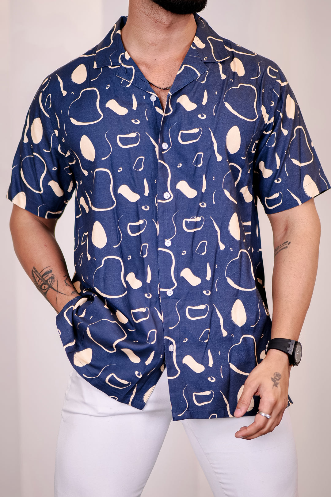 Navy Theoretical Cuban Shirt ESZETT 8