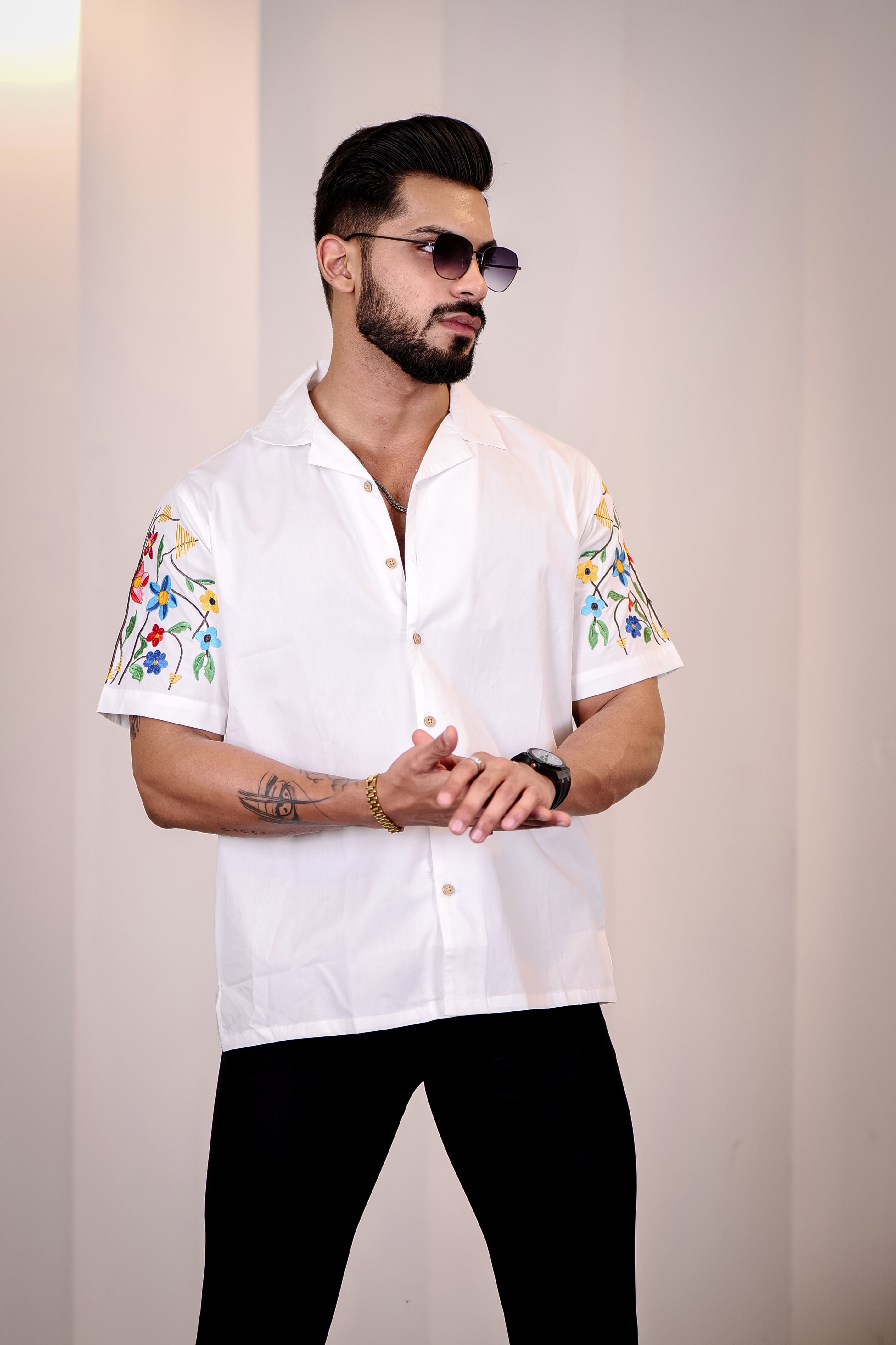 トップス periodfeatures embroidery shirts Embroidery Cuban Shirts – Eszett