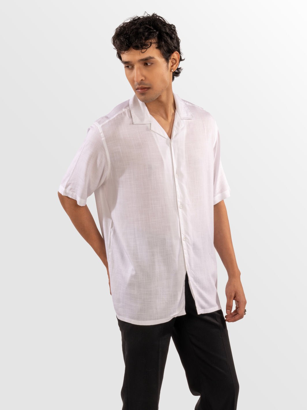 Solids: White Cuban Shirt  4