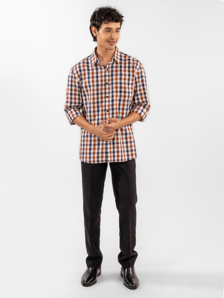 Twill: Brown & White Checks 2