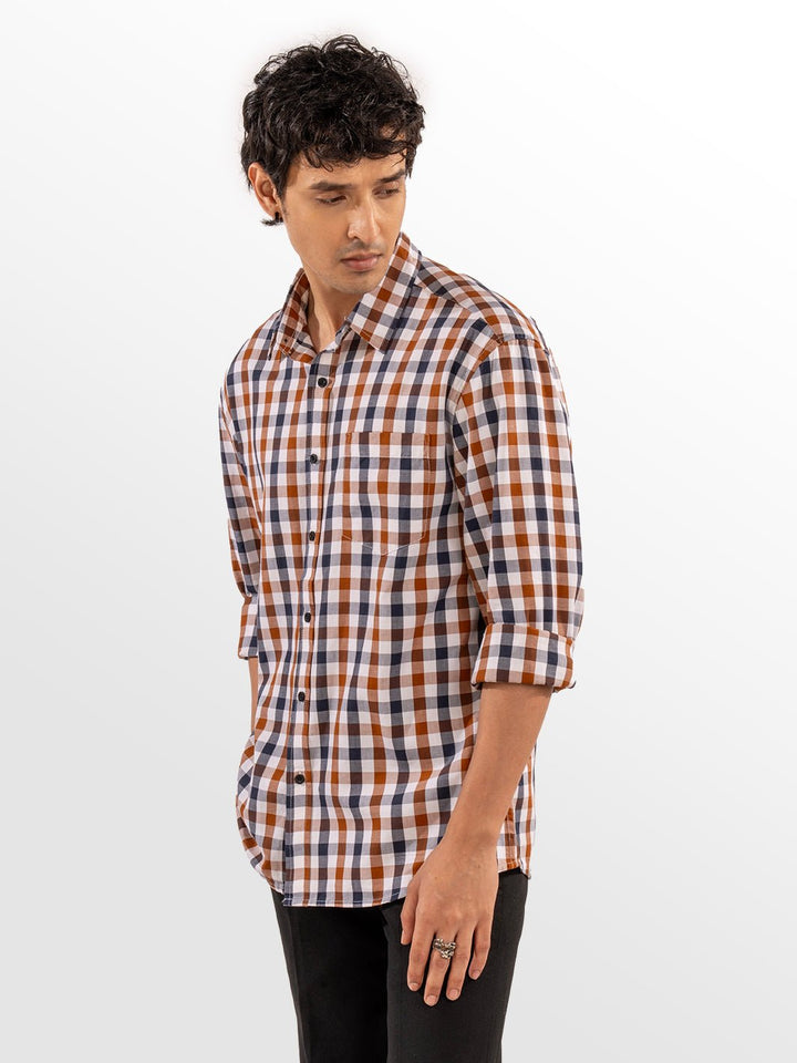 Twill: Brown & White Checks 3