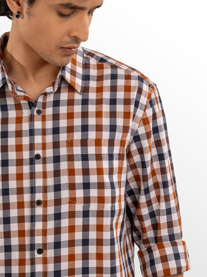 Twill: Brown & White Checks 6