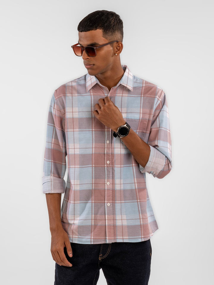 Cotton Linen: Purple Checks Shirt 1