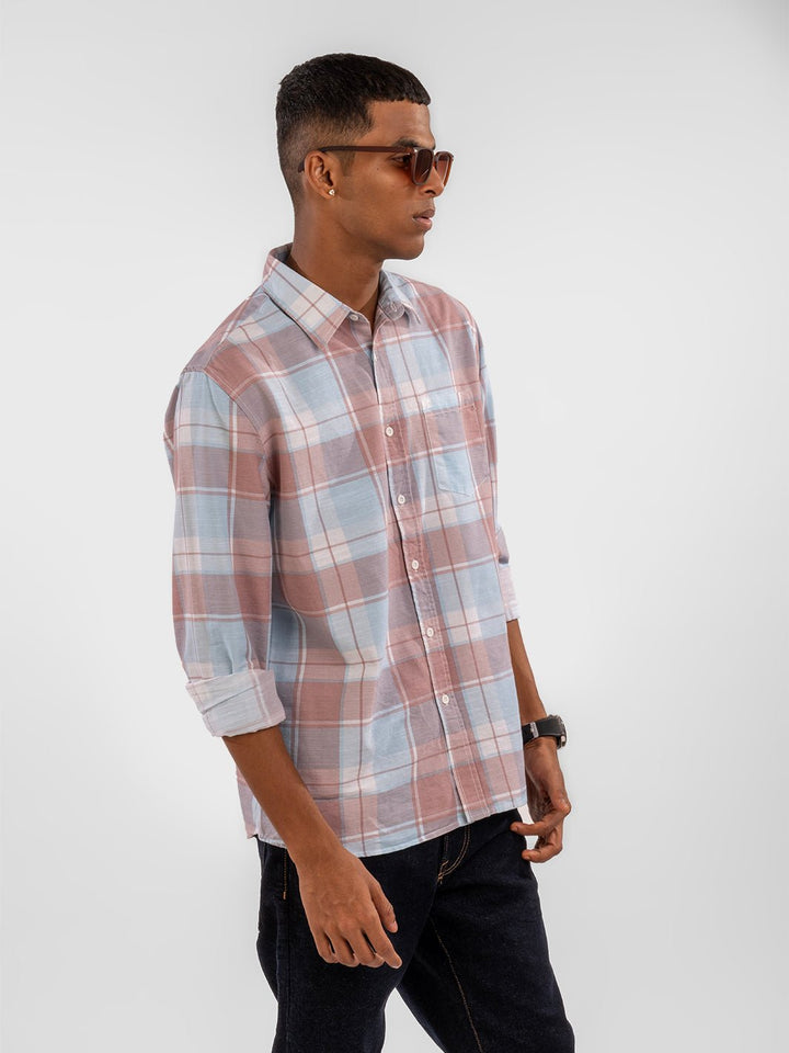 Cotton Linen: Purple Checks Shirt 4