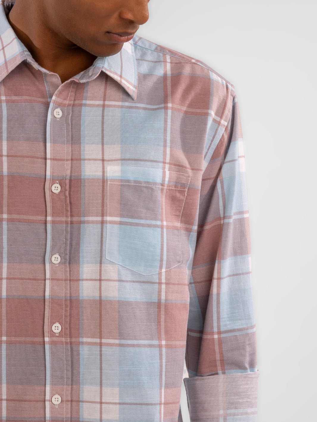 Cotton Linen: Purple Checks Shirt 6