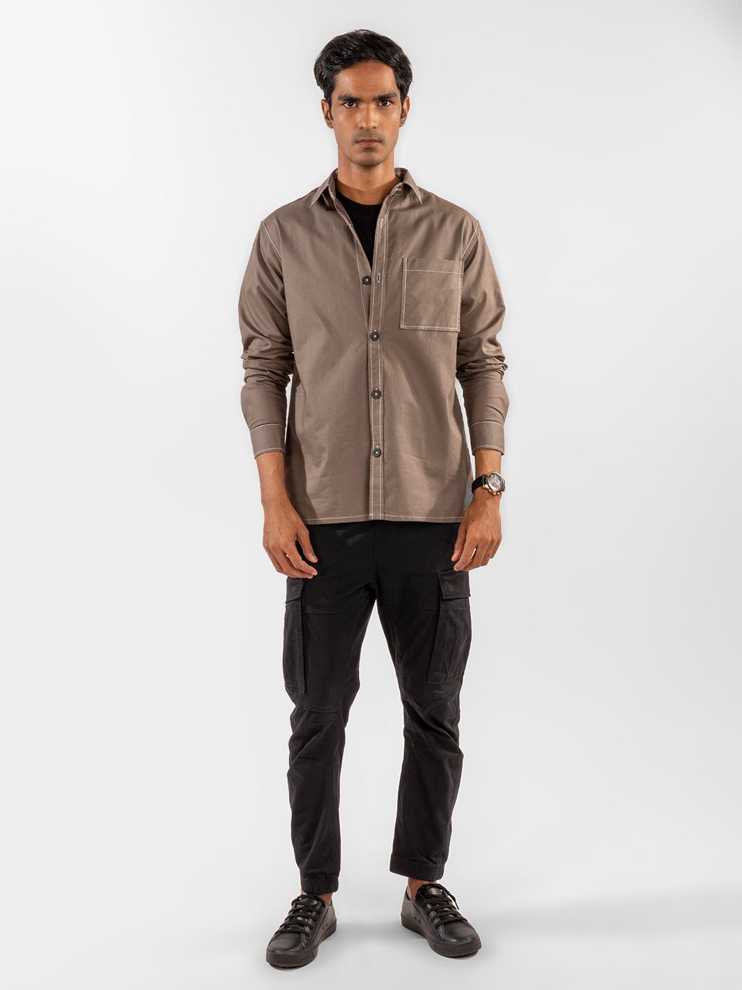 Contrast Stitch Overshirt Copper 2