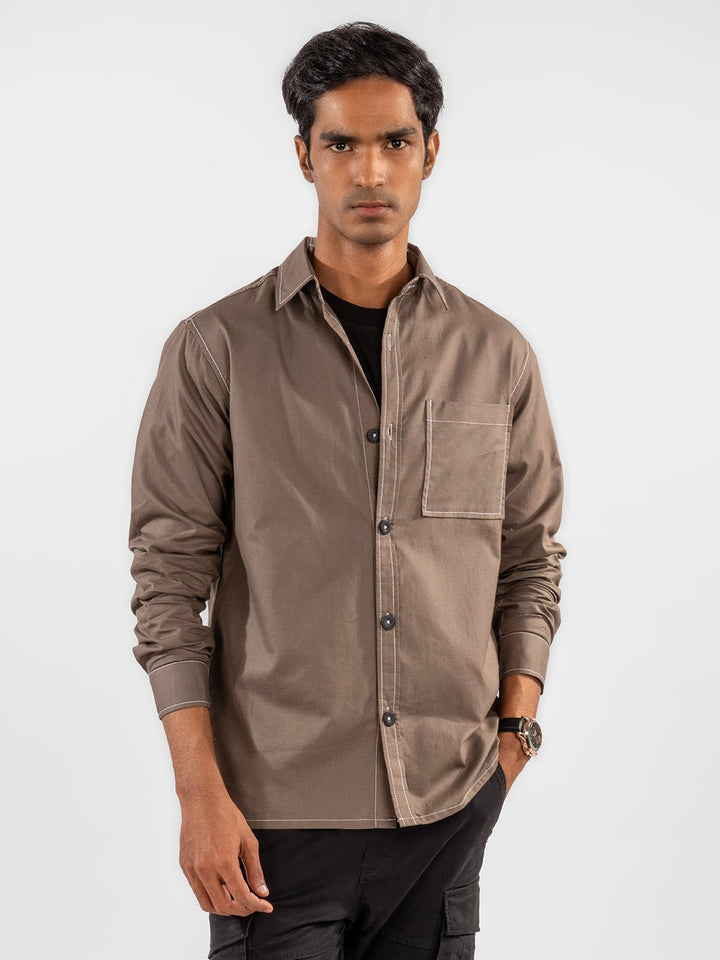 Contrast Stitch Overshirt Copper 1