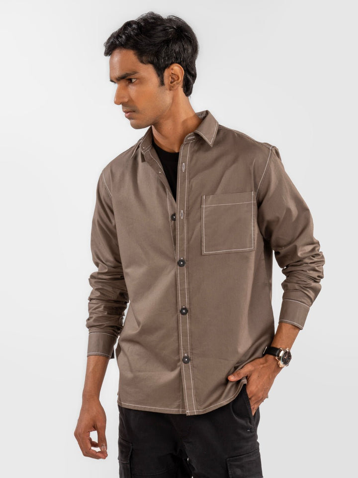 Contrast Stitch Overshirt Copper 3