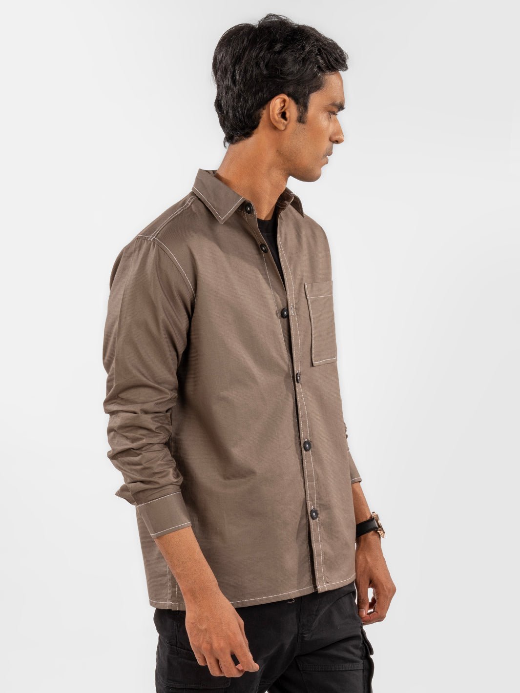 Contrast Stitch Overshirt Copper 4