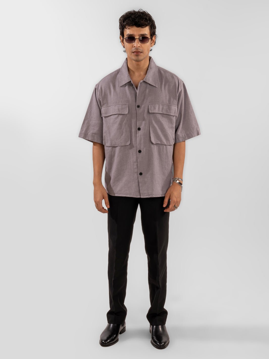 TwinFlap Violet Oversized Shirt front 2